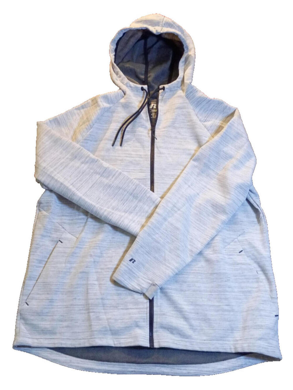 Russell Athletic Fusion Knit Hoodie Mens XL Gray Full Zip Lightweight Athleisure